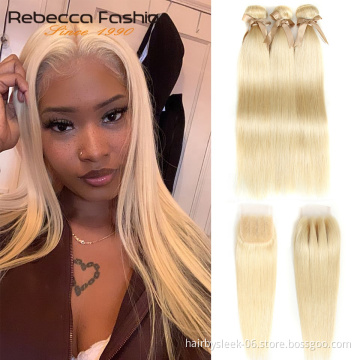 Rebecca 613 Blonde Straight Weave Raw 100% hair 10-24 inches cheap common grade virgin human hair bundles human hair extension